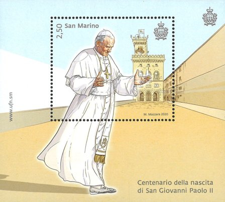 San Marino 2020 - Pave Johannes Paul II - Postfrisk miniark