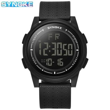 SYNOKE Men Utomhussport Multifunktionell Vattentät Tunn Design Storskärm Display Lysande LED Digital För Män Mode Black movement