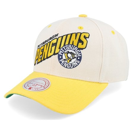 Mitchell & Ness - NHL Béžová adjustable Kšiltovka - Pittsburgh Penguins Retro Type Pro Off White/Yellow Adjustable @ Hatstore