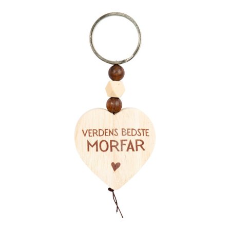 Hjärta i Trä Verdens Bedste Morfar Nyckelring