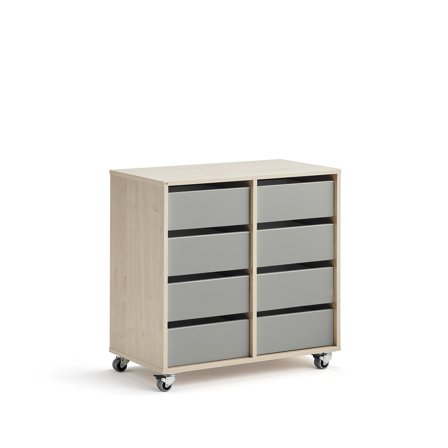Schüleraufbewahrung CASPER, 8 Schubladen, Birke, grau