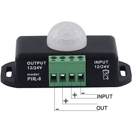 12V/24V LED Infraröd Rörelsesensor Dimmer Strömbrytare Rörelsefunktion Automatisk Kontroller för LED-Strip Lights – Svart