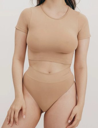 Organic Basics Smooth Thong - Beige - XL