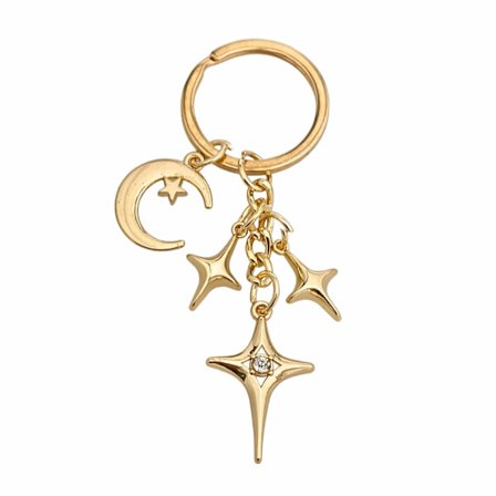Guld Stjerne Nøglering, Skinnende Himmelsk Charm Nøglering til Nøgler & Tasker, Holdbar Metal Æstetisk Gave til Bil & Fest Dekoration