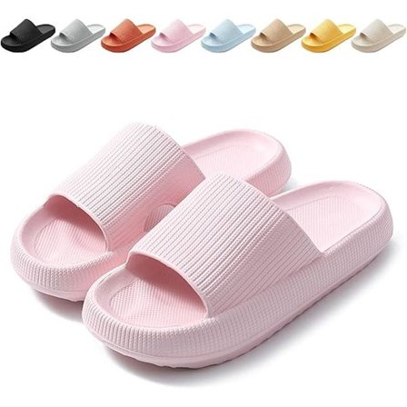 Sklisikre dameslippers dusjsko veldig lette tykke såler dempende myke flip-flops sandaler (rosa størrelse 38-39)