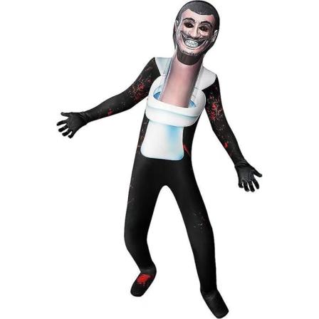 Lasten Skibidi WC Cosplay -asu Tv Mies Kameramies Speakerman Halloween Juhlat Bodysuit Lahjat -a E 140