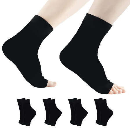 5 par neuropatiska strumpor, seninflammation kompressionsstrumpor, smärtlindring och plantar fasciit för kvinnor och män svart L/xl Black