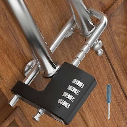 Svart 4-sifret kombinasjonslås, nøkkelfri, 1 stk