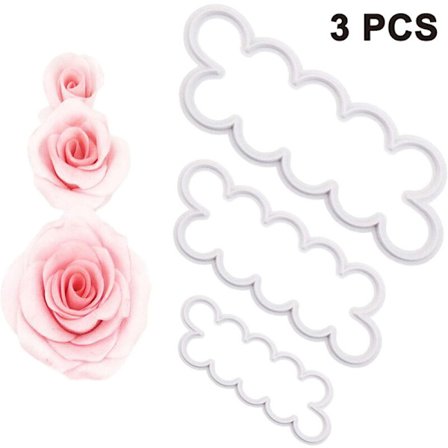 3-delad rosformare fondant blomma kakform kakform bakform kakdekorationsmodellverktyg olika storlekar formramverktyg