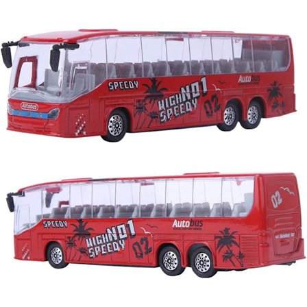 Simulert lekebuss i legering, modellbil leketøy