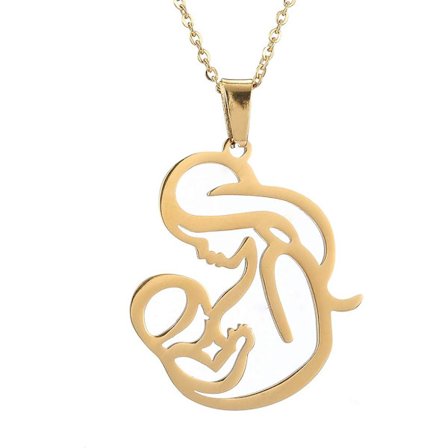 Halsband med berlock för kvinnor, rostfritt stål, mamma och pappa