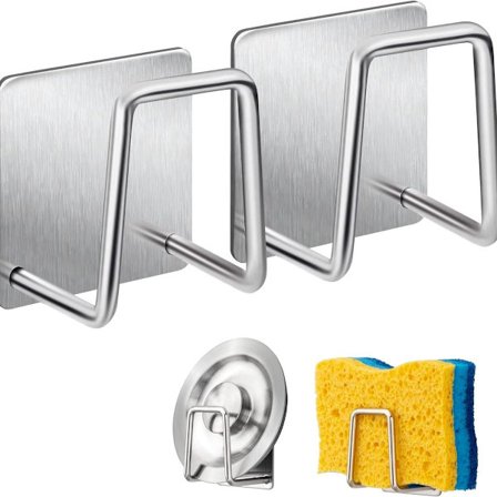 Svampeholder med 4 stykker, selvklæbende køkkenvaskholder, knage med