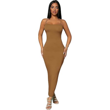 Naisten ristikkäinen selkäosaton spagettiolkaiminen pitkä Cami-mekko S-2xl