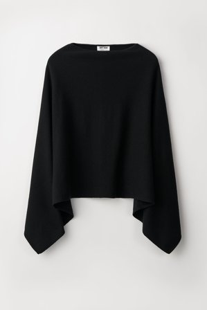Soft Goat - Plain Poncho - Cashmere poncho - One Size - Black