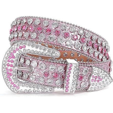 Dame Rhinestone Bælte Stilfuldt Skinnende Krystal Western Bælte Cowgirl Cowboy Bling Nittet Læderbælte