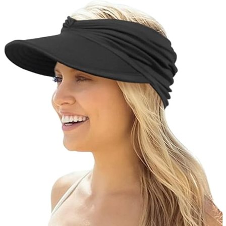 Dame Solskærm Hat Bred Skygge Sommer 50+ UV Beskyttelse Hestehale Solskærm Kasket til Kvinder Strand Golf Sport