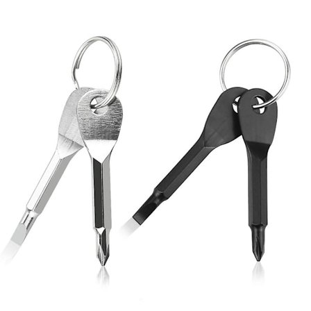 4 stk. bærbare nøgleringsskruetrækkere Edc skruetrækkere nøglering nøgle multifunktion lommeskruetrækker fladhoved og kryds