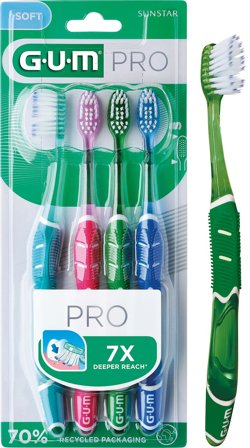 GUM PRO Tandbørster 4 stk, Medicin & Pleje, Tandbørster, Voksentandbørster