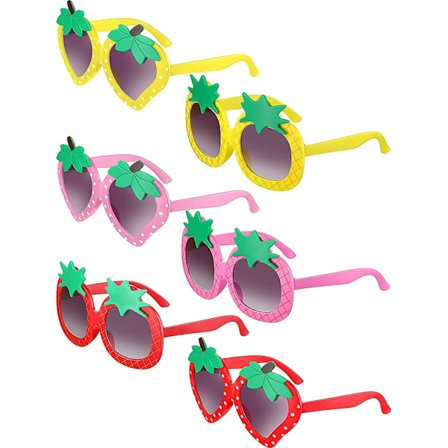 6 par med solbriller til barn, festbriller, solbriller formet som jordbær og ananas, søte runde morsomme solbriller for småbarn, gutter og jenter