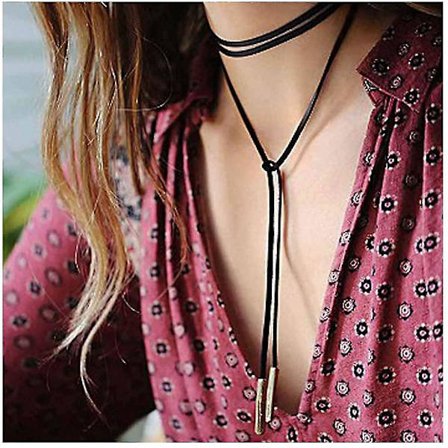 Tunt mocka choker halsband svart snodd halsband mocka band choker smycken för kvinnor och flickor