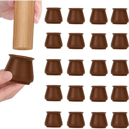 24-pack silikonstolsbensskydd med filt dynor för möbler, pall, bord, stol, skrivbord, skåp, soffa (passar: 30mm - 45mm) (brun)