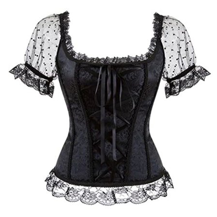 Gotisk gobeläng Snöra upp benkorsett Overbust Bustier med spets