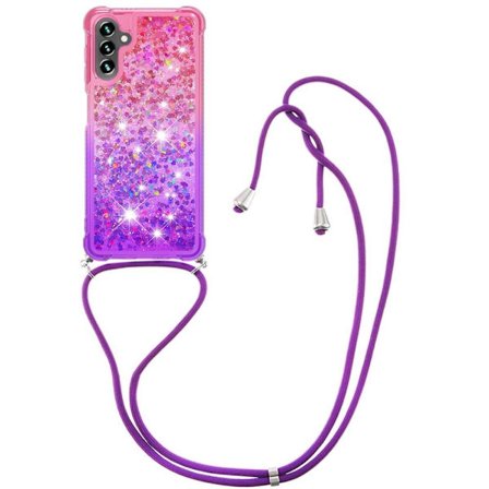 SKALO Samsung A34 5G Kvicksand Glitter Mobile Collar - Pink-Lilla