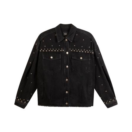 Alix THE Label Studded Denim Jacket , Zwart , Dames , Maat: S