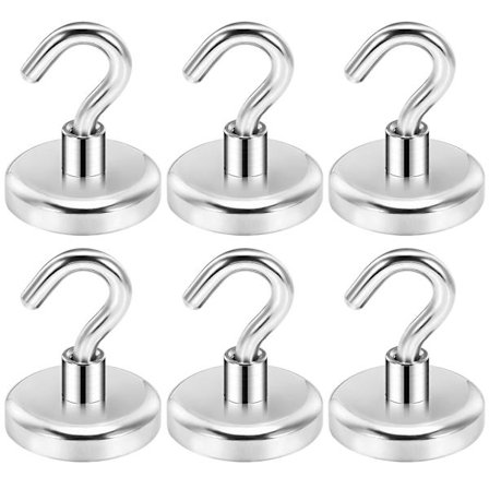 6-pack extra starka magnetkrokar, 45 kg - Neodymium magnetkrokar - 36 mm - Superstarka magneter med krokar - magnetkrok