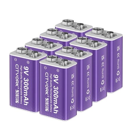 Uppladdningsbart 9V-batteri, 300mAh kapacitet, 8 stycken, idealiskt för elektriska verktyg,8ST 9V Batteri