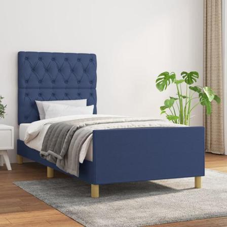 Vidaxl Sängram Med Huvudgavel Blå 80x200 Cm Tyg Blå