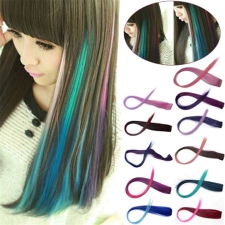 Monivärinen neon suorat hiuslisäkkeet, pidentävät