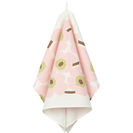 Marimekko Unikko keittiöpyyhe 43 x 70 cm, valkoinen/vaaleanpunainen