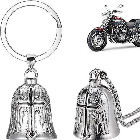2 st Motorcykel Skydds Klocka, Ängel Skydds Ridande Klocka Med Kedja, Rostfritt Stål Motorcykel Klockor Lycka Ridande Klocka, Motorcykel Tillbehör 