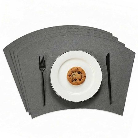 4-pakning Dekkebrikke i Kunstskinn 43x30cm Bue Mørkegrå