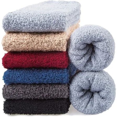 6 par Fuzzy Herrestrømper Vintertøfler Fleece Strømper Herre