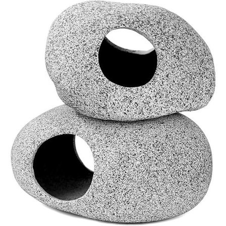 2 stk. Stable Akvarium Dekorasjon Stein Grotter, Skjulested for Reker Cichlid Skjuling Avl Gyting, Profesjonell Skjulested Dekor for Territoriale Fisk