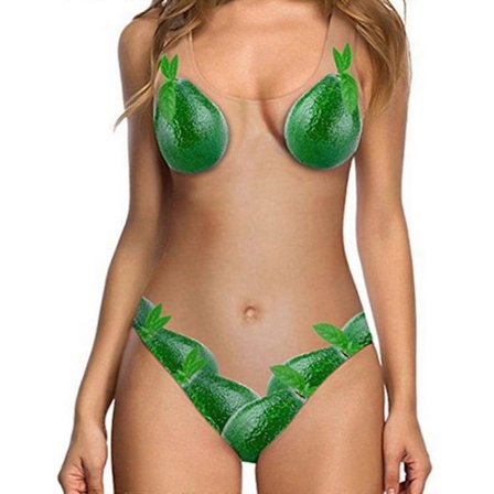 Dame Badedragt Hel Sjovt Frugtprint Badedragt Monokini Badedragter S-xl avocado M