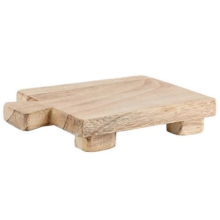 Rektangulær træpiedestal med håndtag, lille, til badeværelse træsæbebakke base