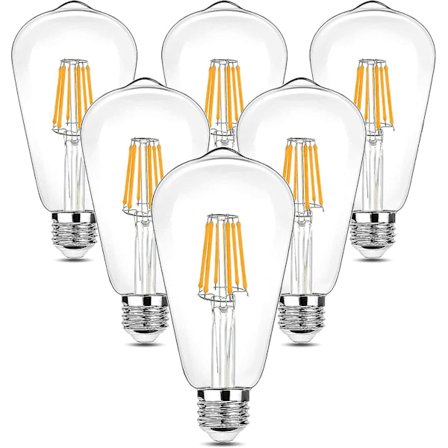 Vintage LED Edison -lamppu, 90–265 V 6 W (lampun vastaavuus 60 W) E27-lamppu, 600 lm 2700 K lämmin valkoinen LED, St64 retro antiikkityylinen 