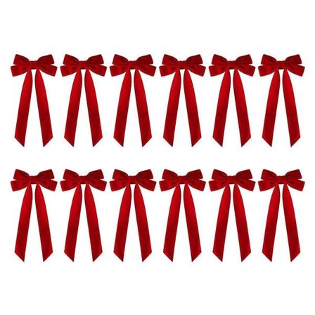 12 st Sammet Rosetter Återanvändbar Juldekoration Sammet Bandrosetter Vintage Enfärgad Sammet Rosetter Kompatibel med Julgran Krans DIY Hantverk Röd
