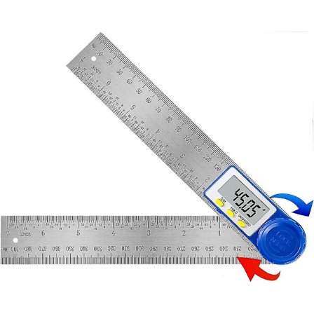 Digital Vinkelmåler, Vinkelmåler i Rustfritt Stål for Tømmermenn og Skråkant, 360 Måleområde, Stål Lineal