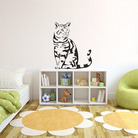 Randig katt vinyl vägg klistermärke