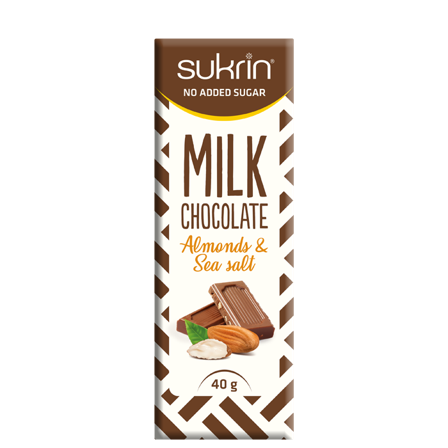 SUKRIN Melkesjokolade Mandler og Havsalt 40 g