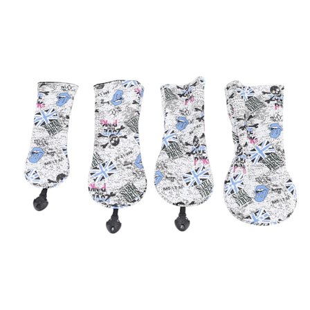 4 kpl golf-mailan päällinen kallo painatus PU säädettävä numero tag golf-mailan suojus päällinen sarja