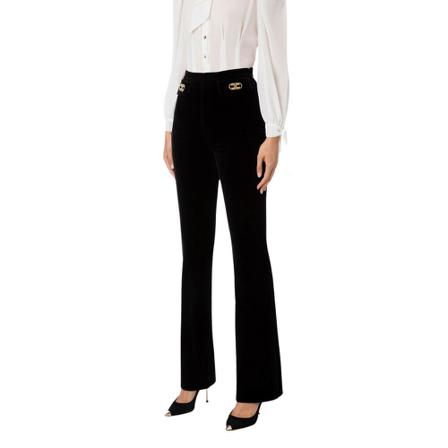 Elisabetta Franchi Wide Byxor svart, Dam Byxor, Dam, Storlek: M