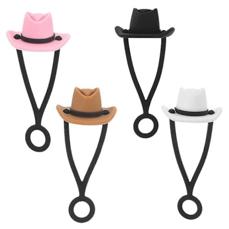 4 stk Silikon Straw Tips Cover Straw Covers Støvhette Cowgirl Hat Straw Topper Beskyttelseshetter
