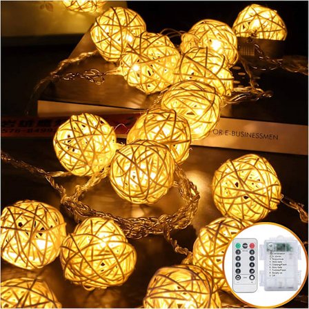 Batteridrivna 40 LED-ljusslingor, 5 meter 40 Globe Rattan Bal
