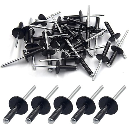 50 st Aluminium Blindnit med Stor Fläns 4,8 mm x 20 mm, Förpackning med 50 (Svart)