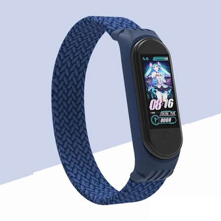 Nylon Flettet Urrem til Xiaomi Mi Band 4 3 Rem Solo Loop NFC Ur Armbånd Kvinder Smart Band Gave Bælte Correa Mi Band 7 6 5 Blå